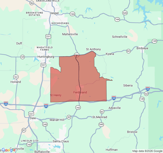 Map of septic coverage in Ferdinand, IN