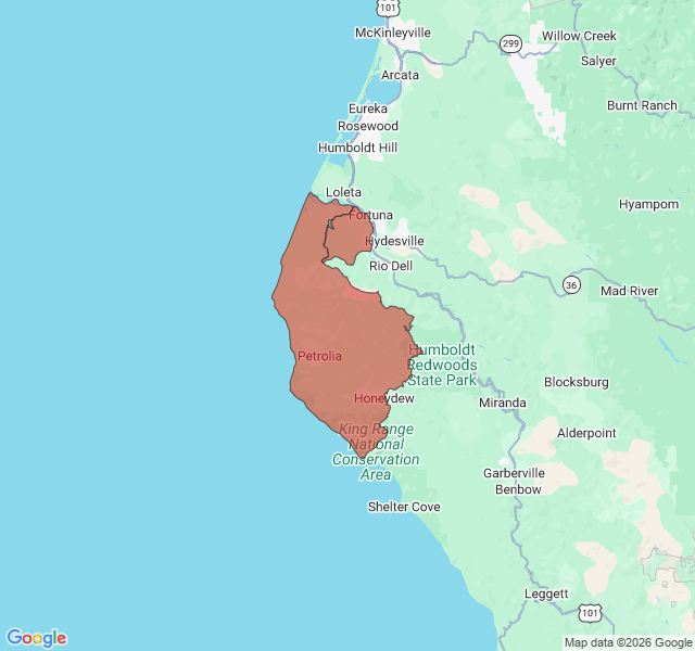 Map of septic coverage in Ferndale, CA
