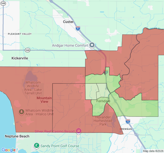Map of septic coverage in Ferndale, WA