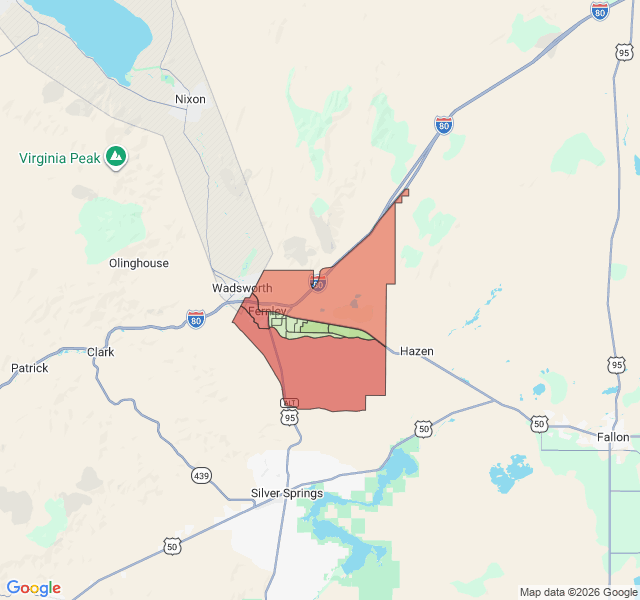 Map of septic coverage in Fernley, NV