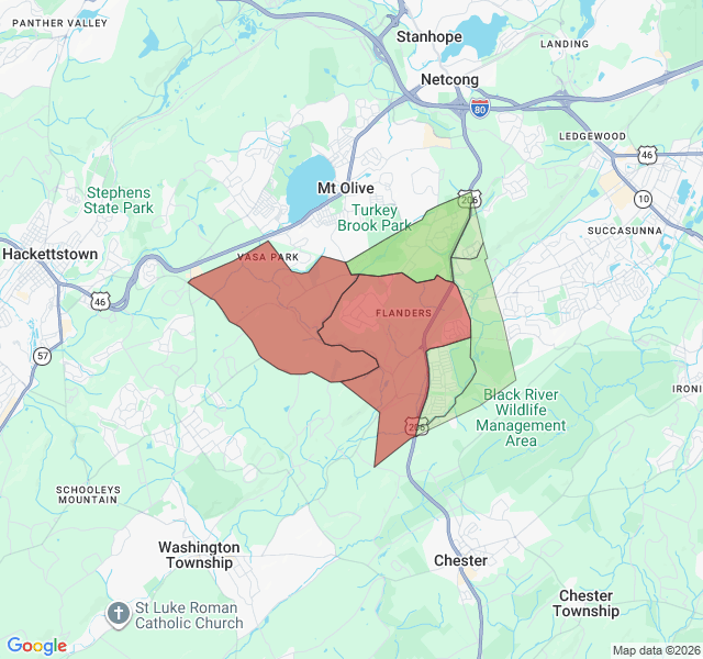 Map of septic coverage in Flanders, NJ