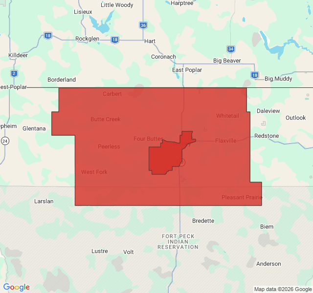 Map of septic coverage in Flaxville, MT