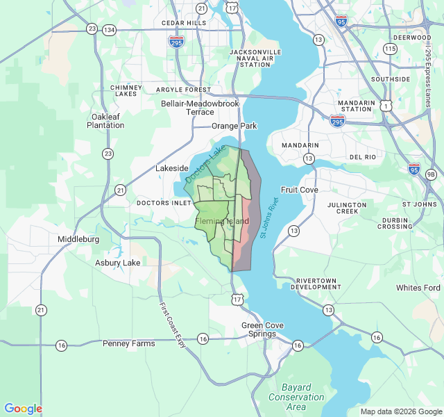 Map of septic coverage in Fleming Island, FL