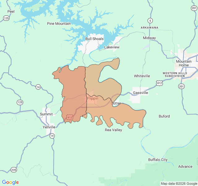 Map of septic coverage in Flippin, AR