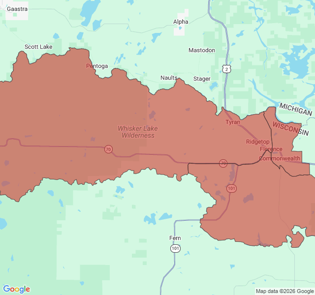 Map of septic coverage in Florence, WI