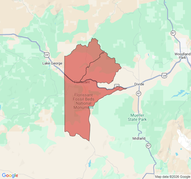 Map of septic coverage in Florissant, CO