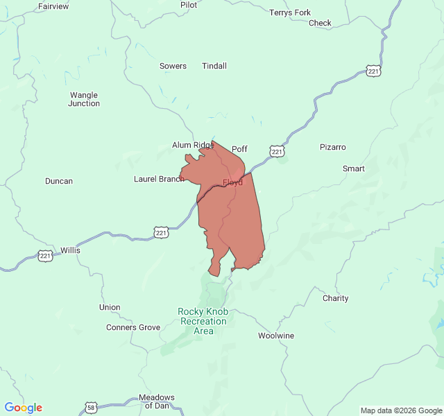 Map of septic coverage in Floyd, VA