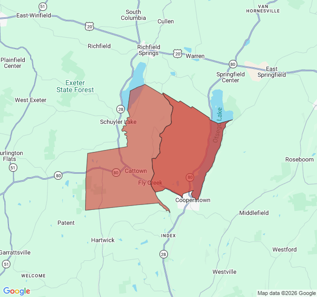 Map of septic coverage in Fly Creek, NY