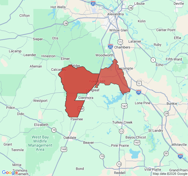 Map of septic coverage in Forest Hill, LA