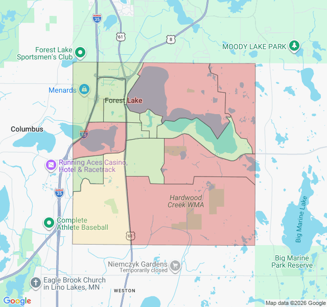 Map of septic coverage in Forest Lake, MN