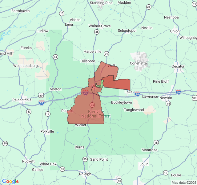 Map of septic coverage in Forest, MS