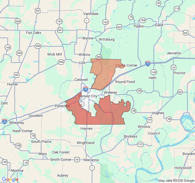 Map of septic coverage in Forrest City, AR