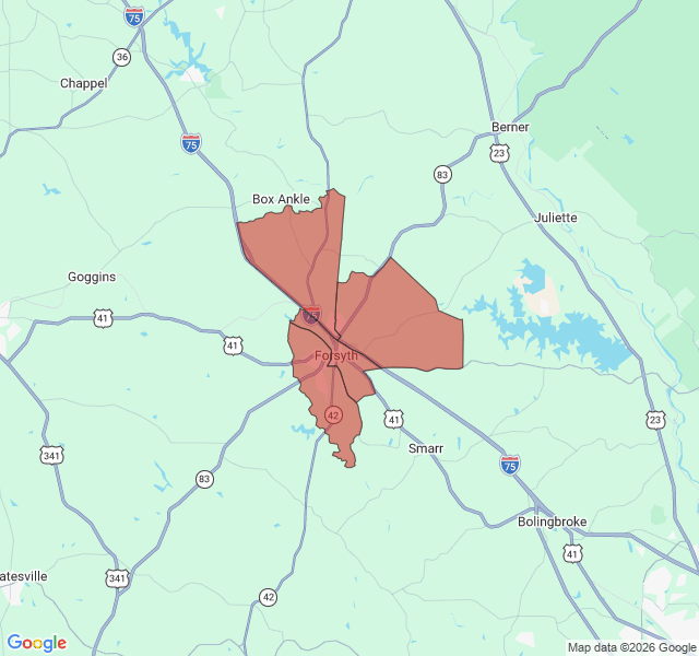 Map of septic coverage in Forsyth, GA