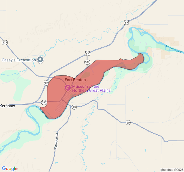 Map of septic coverage in Fort Benton, MT