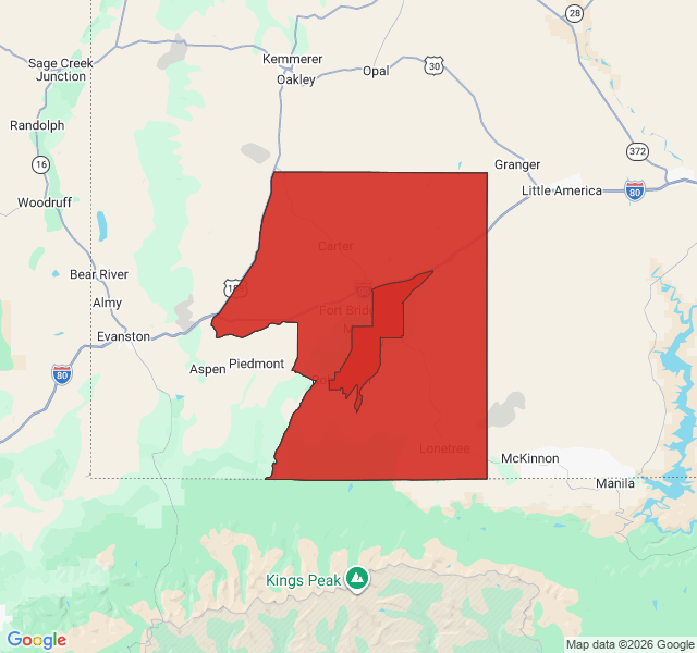 Map of septic coverage in Fort Bridger, WY