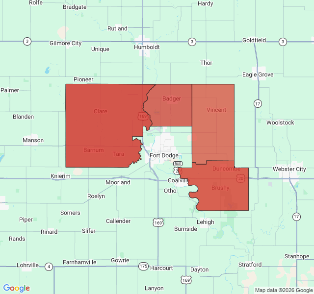 Map of septic coverage in Fort Dodge, IA
