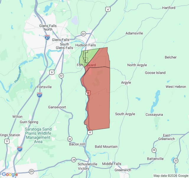 Map of septic coverage in Fort Edward, NY