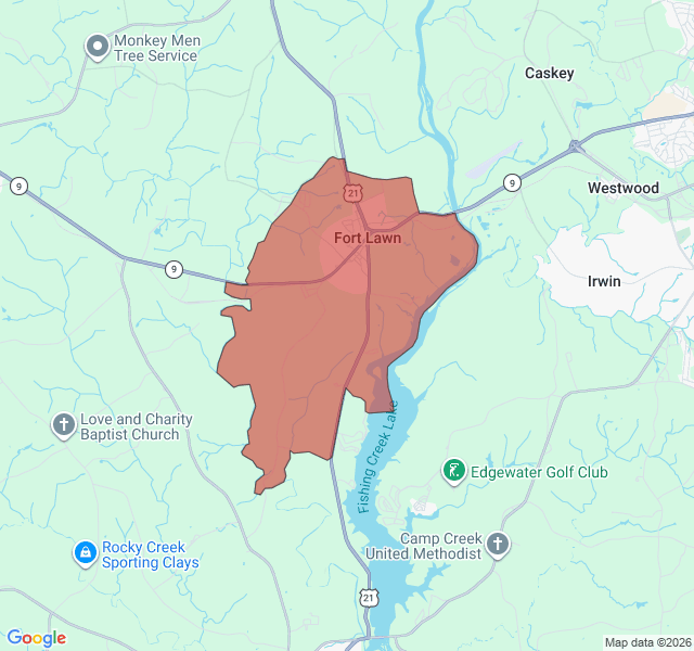 Map of septic coverage in Fort Lawn, SC
