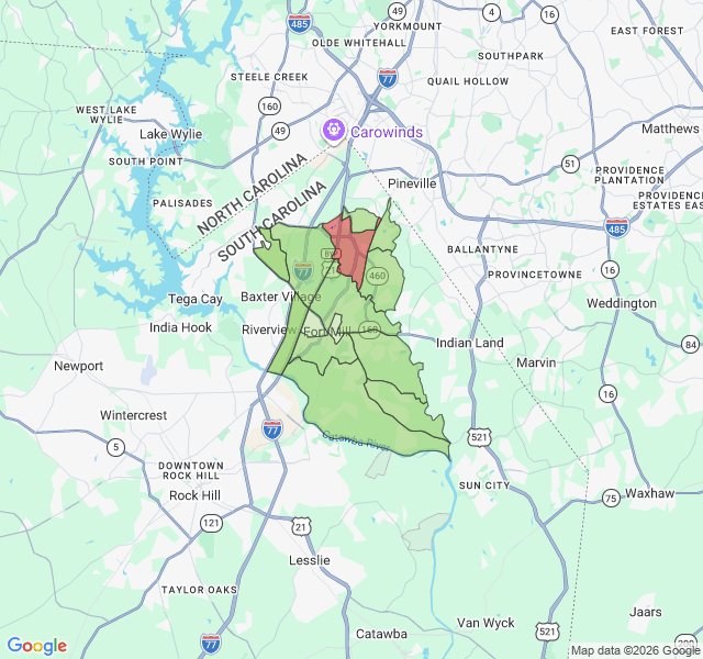 Map of septic coverage in Fort Mill, SC