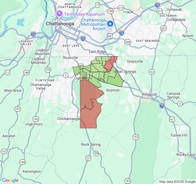 Map of septic coverage in Fort Oglethorpe, GA