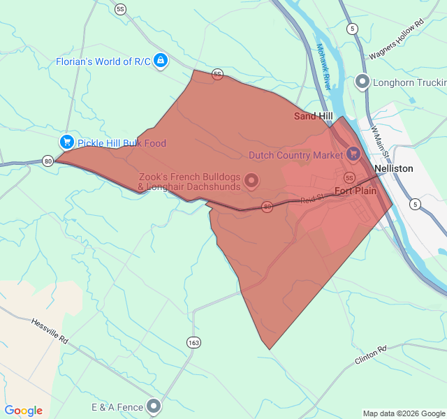 Map of septic coverage in Fort Plain, NY