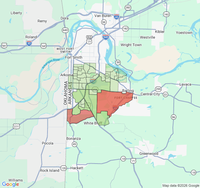 Map of septic coverage in Fort Smith, AR