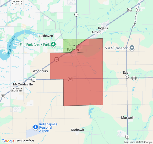 Map of septic coverage in Fortville, IN