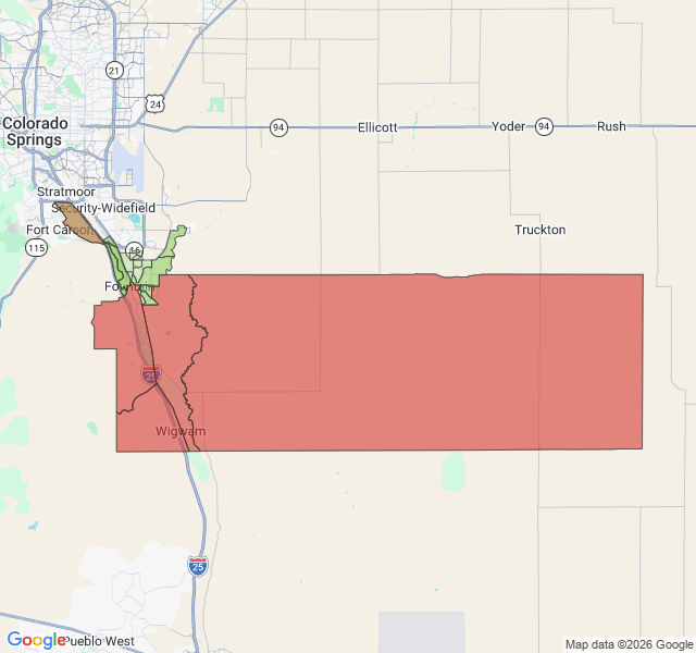 Map of septic coverage in Fountain, CO