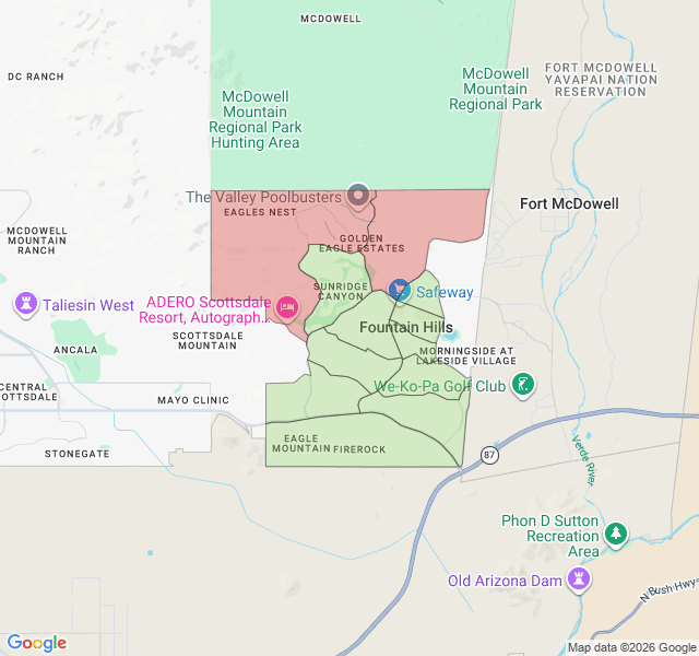 Map of septic coverage in Fountain Hills, AZ