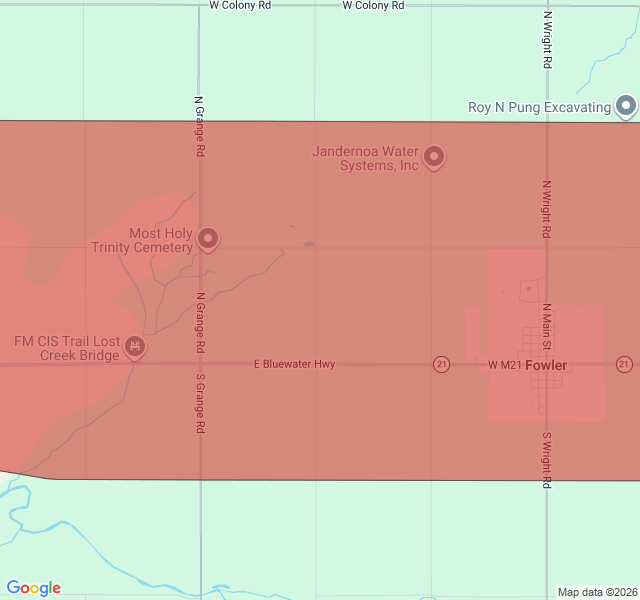 Map of septic coverage in Fowler, MI