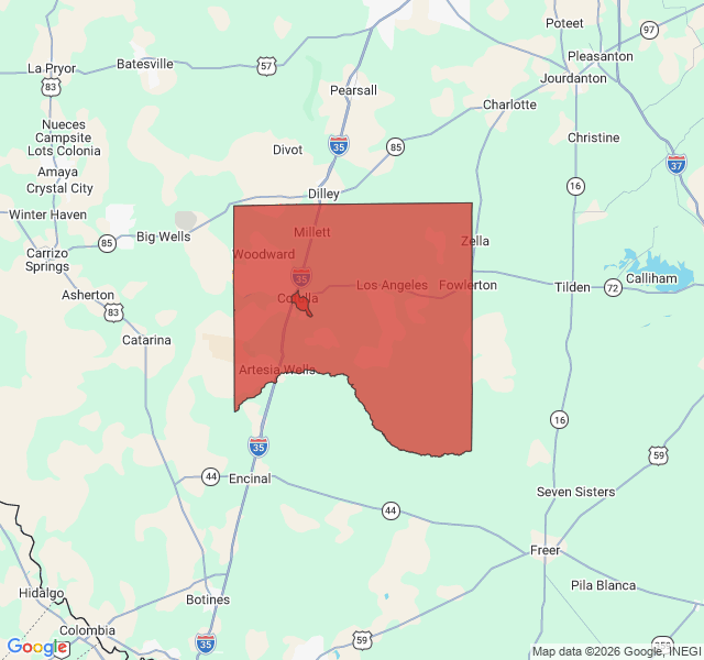 Map of septic coverage in Fowlerton, TX
