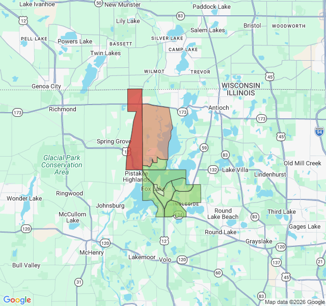 Map of septic coverage in Fox Lake, IL