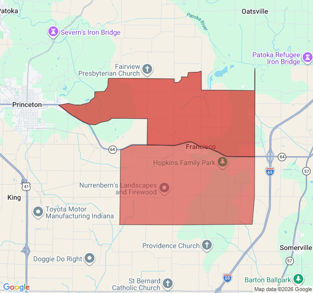 Map of septic coverage in Francisco, IN