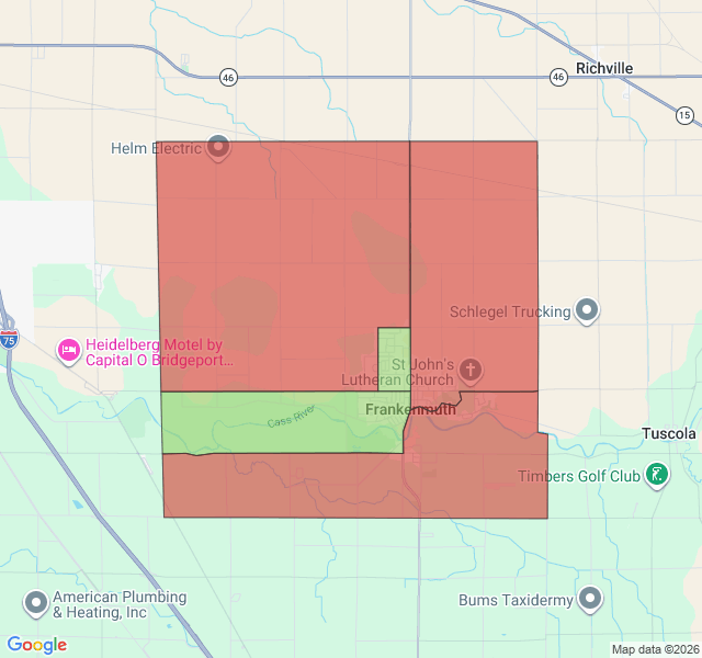 Map of septic coverage in Frankenmuth, MI