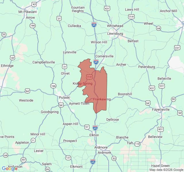 Map of septic coverage in Frankewing, TN