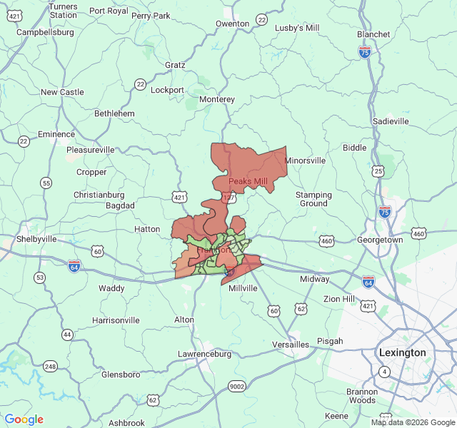 Map of septic coverage in Frankfort, KY