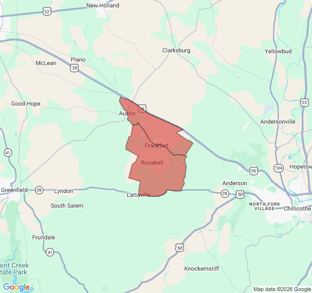 Map of septic coverage in Frankfort, OH