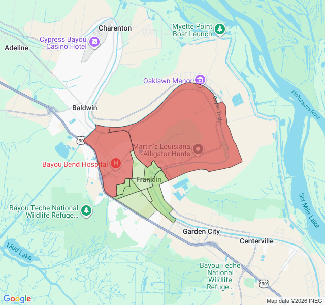 Map of septic coverage in Franklin, LA