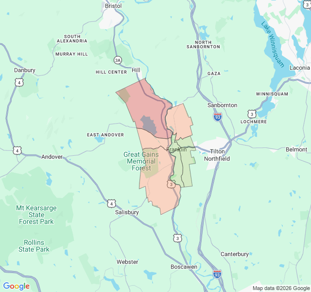 Map of septic coverage in Franklin, NH