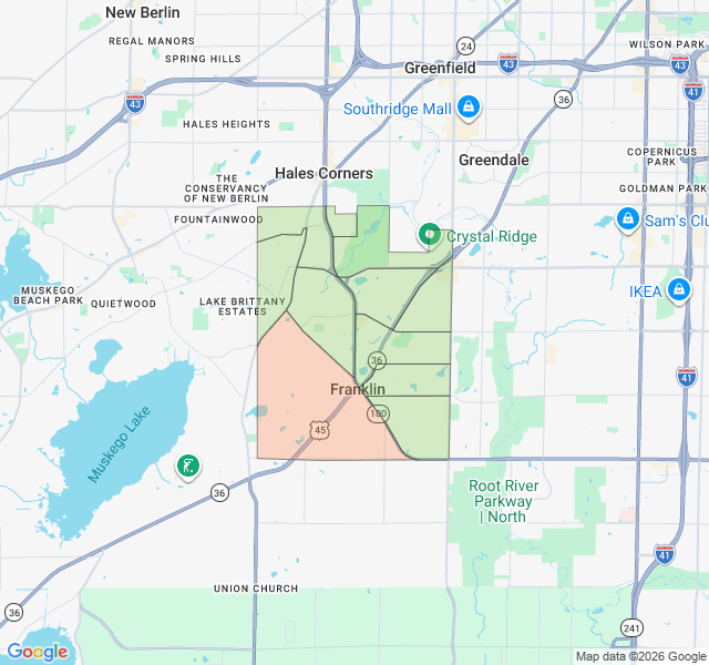 Map of septic coverage in Franklin, WI