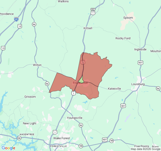 Map of septic coverage in Franklinton, NC