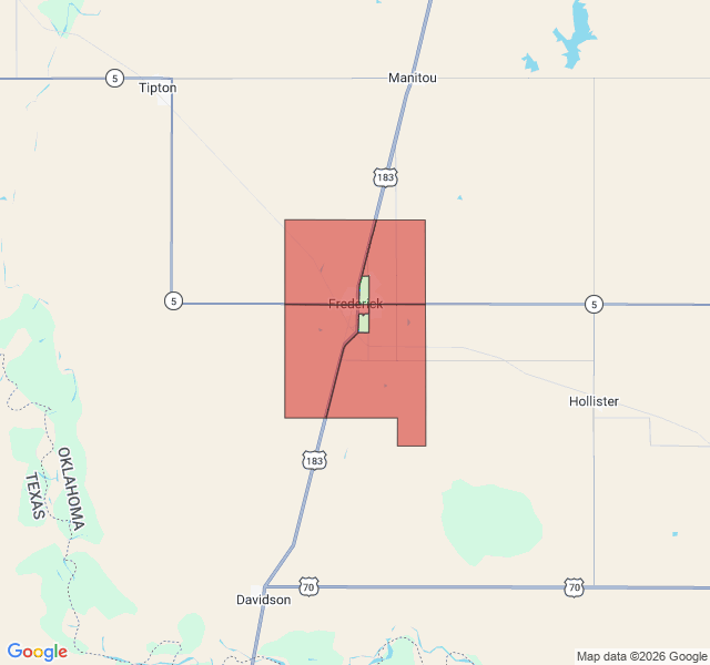 Map of septic coverage in Frederick, OK