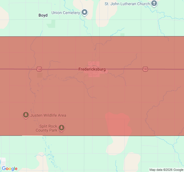Map of septic coverage in Fredericksburg, IA