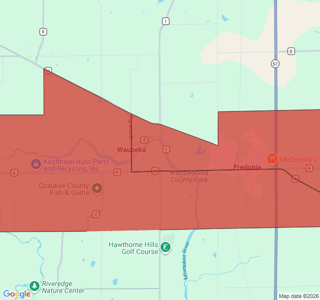 Map of septic coverage in Fredonia, WI