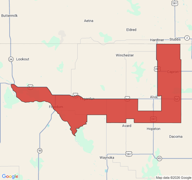 Map of septic coverage in Freedom, OK