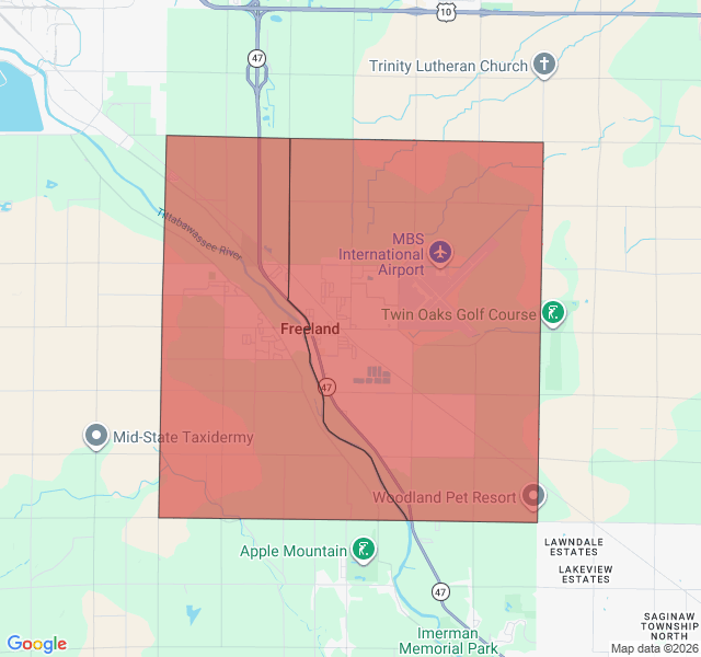 Map of septic coverage in Freeland, MI