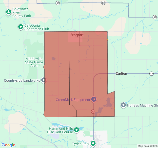 Map of septic coverage in Freeport, MI