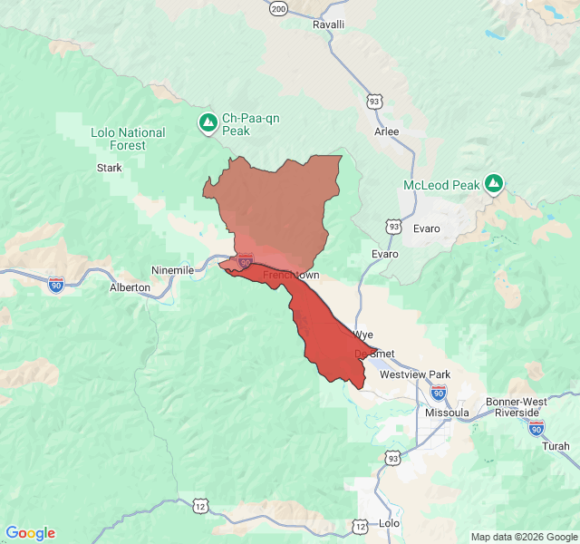 Map of septic coverage in Frenchtown, MT