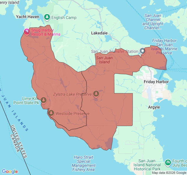 Map of septic coverage in Friday Harbor, WA