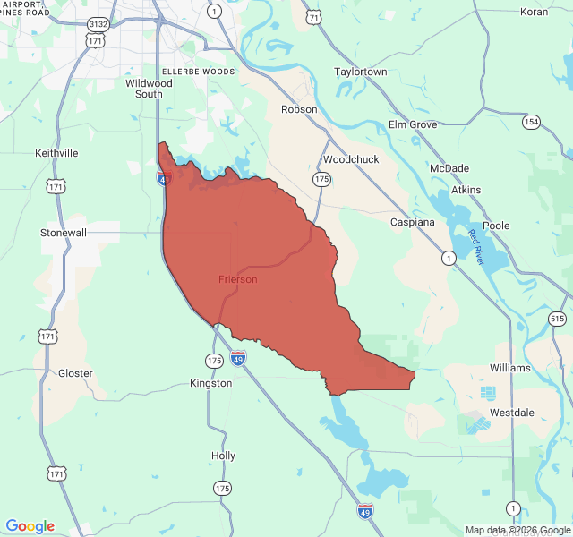 Map of septic coverage in Frierson, LA